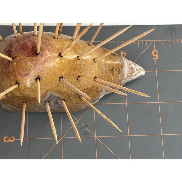 Handcrafted Stone Porcupine Toothpick Holder Sculpture - Picture 6 of 7